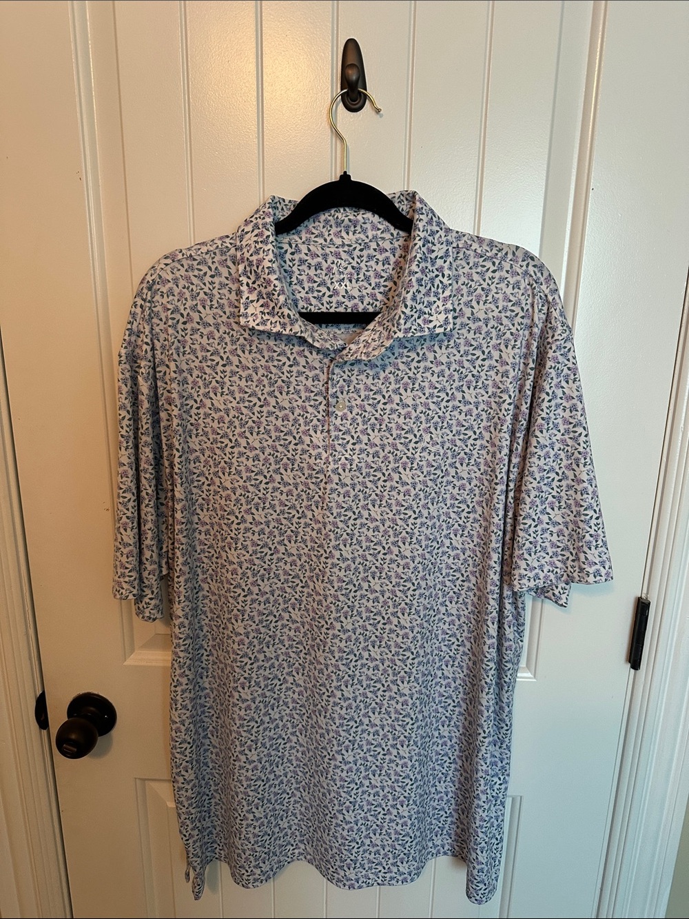 Rhoback Men's Pale Blue Floral Polo